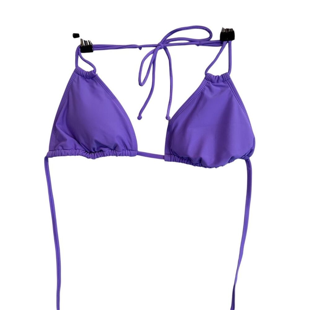 No Boundaries Women's Purple Triangle Bikini Top XL Adjustable Ties - Picture 3 of 7